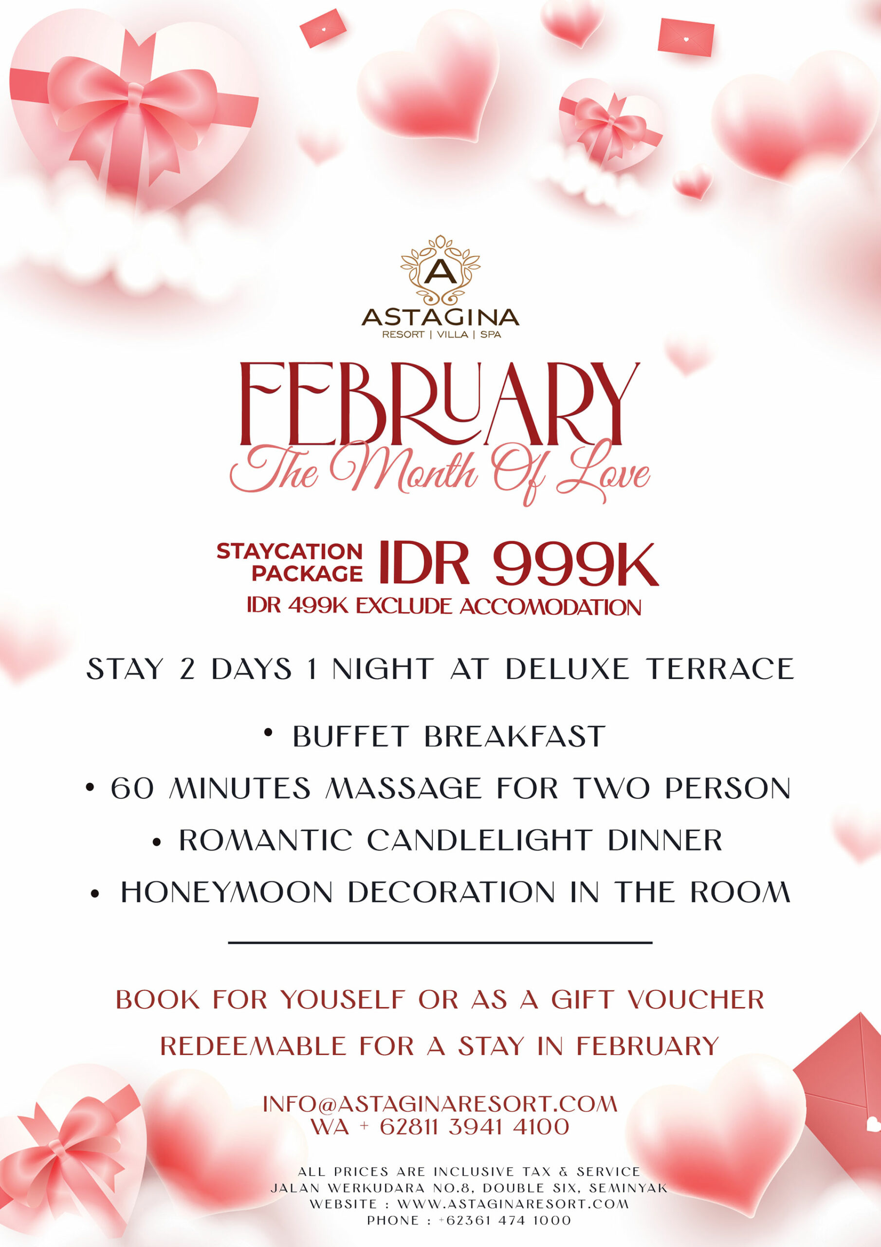 Valentine Package Astagina Resort Villa Spa Legian Bali