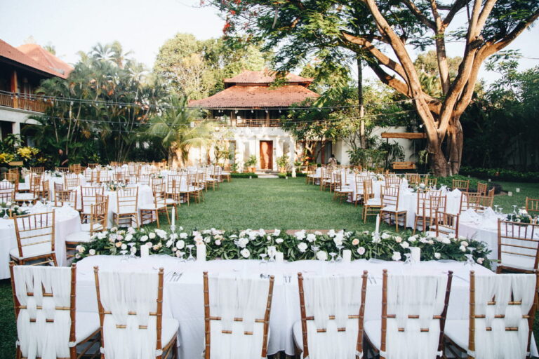 Beautiful outdoor wedding reception area at Astagina Resort