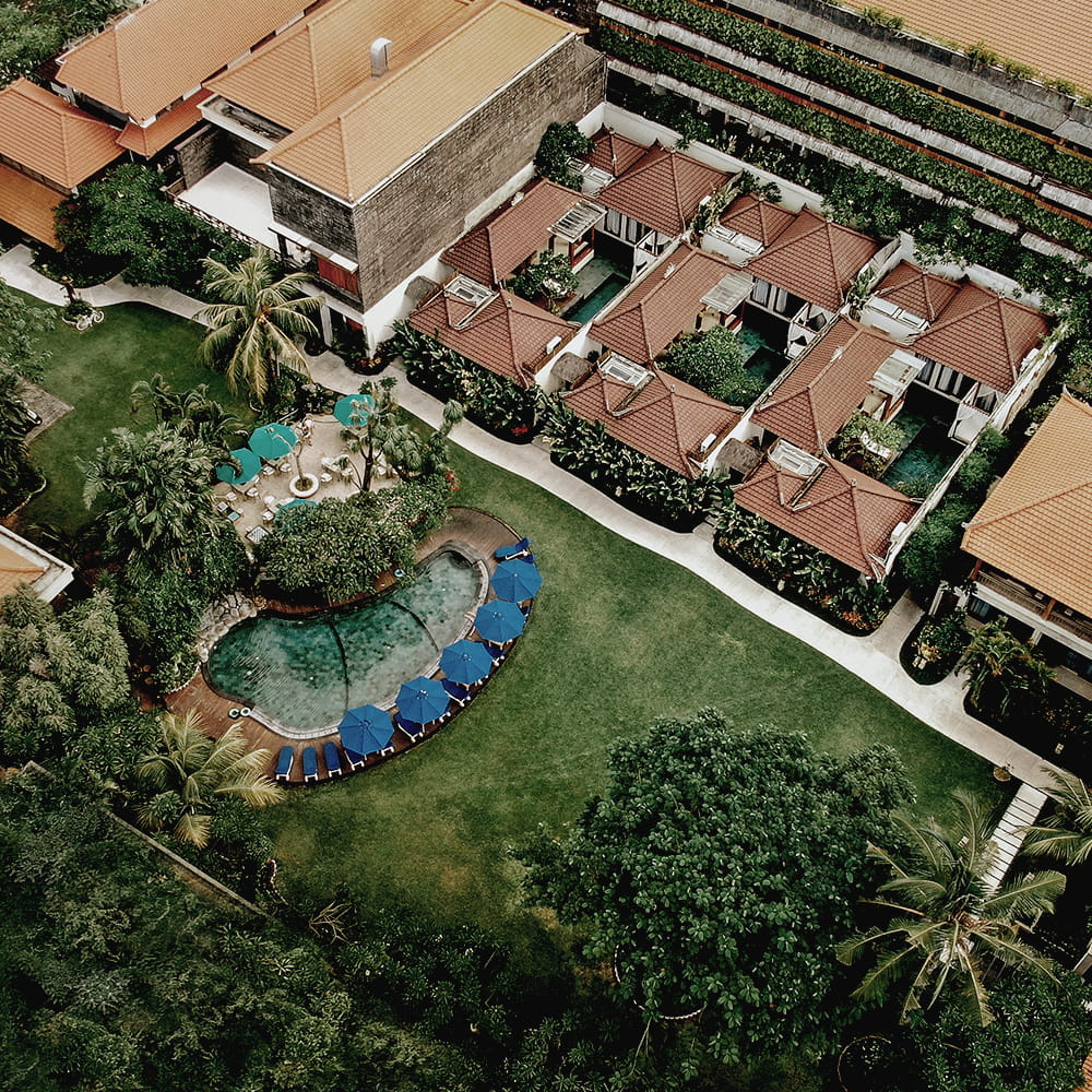 Aerial view of Astagina Resort Villa and Spa which has swimming pool and villa facilities